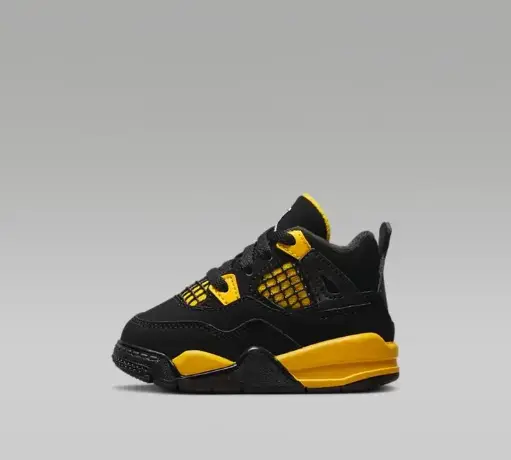 Kids Jordan 4 Black Yellow